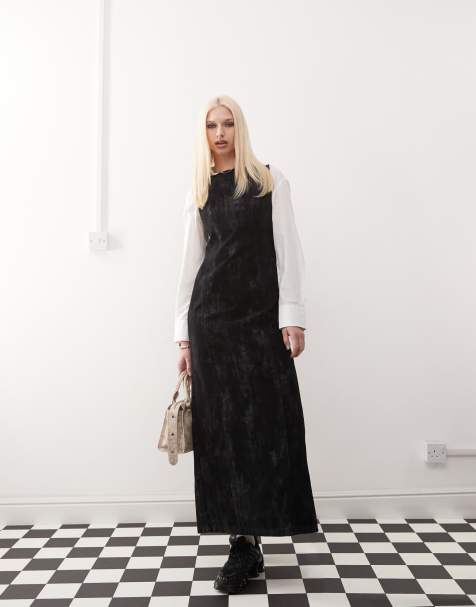 COLLUSION flocked denim midi dress in camo print - view 1
