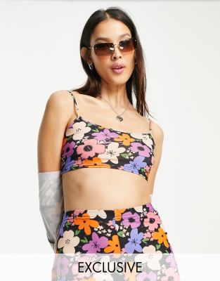 Collusion COLLUSION floral cropped cami co-ord in multi