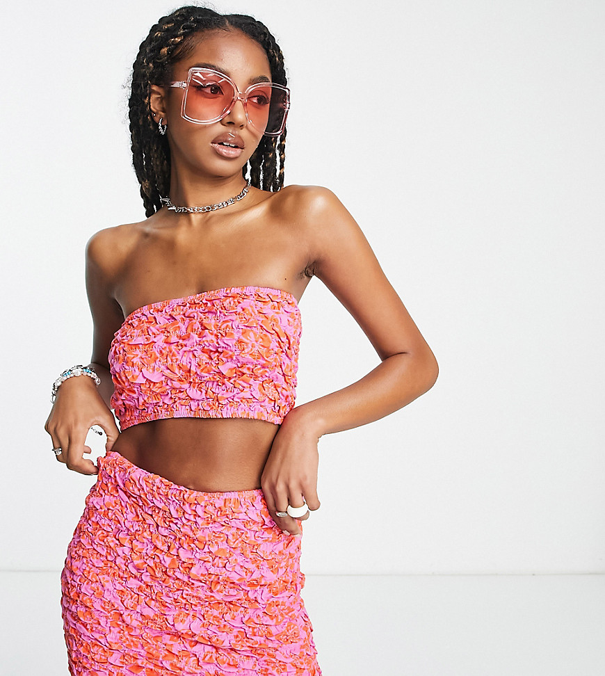 COLLUSION floral print mini skirt in pink co-ord