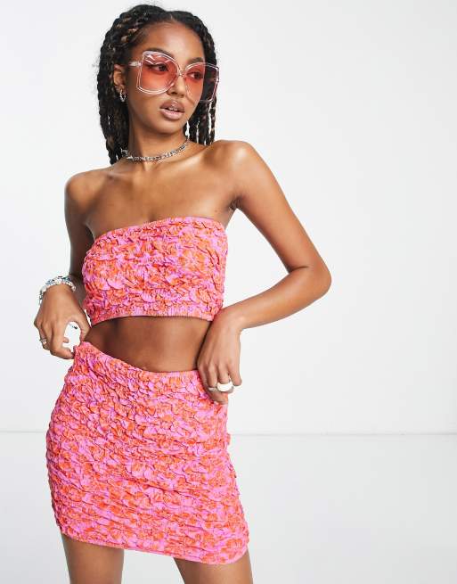 COLLUSION floral print mini skirt in pink - part of a set
