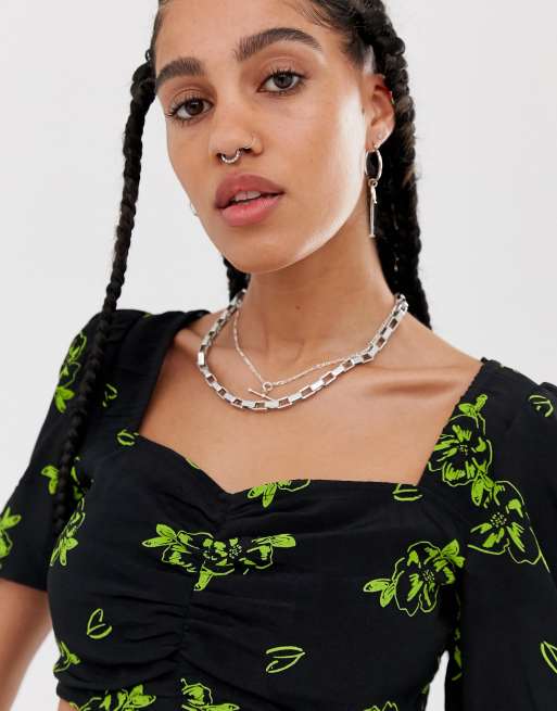 COLLUSION floral print ruffle edge top, 3 of 4