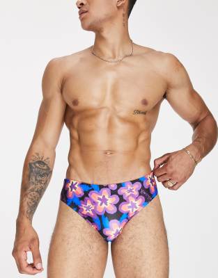 COLLUSION floral print swim brief in multi - ASOS Price Checker