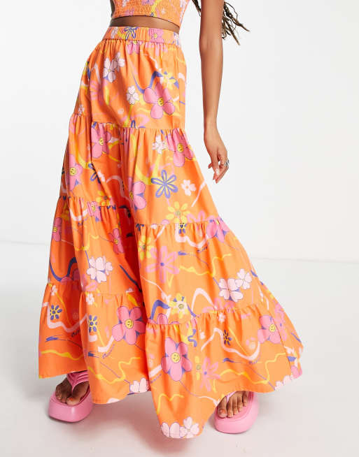 Asos floral best sale maxi skirt