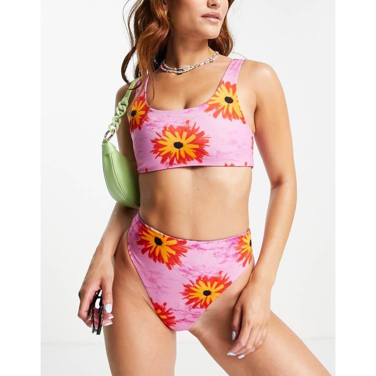 ★LOOPLOOP★ Classic reversible bikini bottom vintage peony COLLUSION flower print reversible high waist bikini bottom