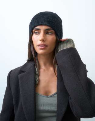 Collusion Fluffy Beanie In Black