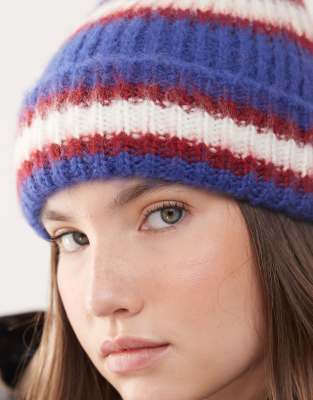 Collusion Fluffy Beanie In Blue