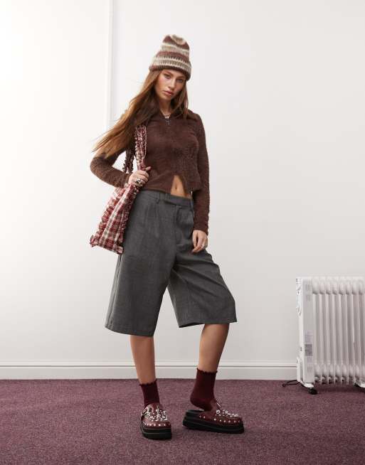 COLLUSION fluffy brown cardigan with double ended zip | ASOS
