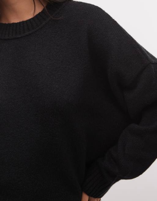 COLLUSION fluffy crew neck sweater in black, 4 of 4