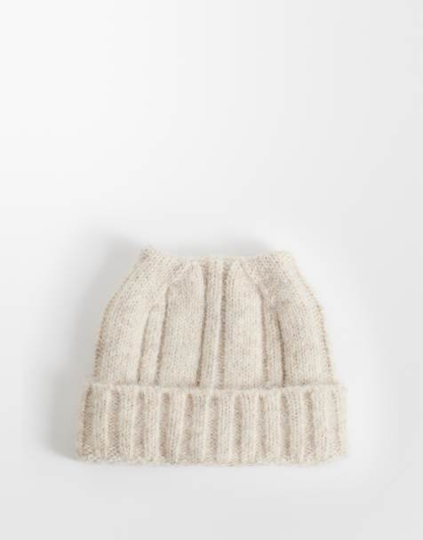 COLLUSION fluffy ear beanie in oatmeal - view 1