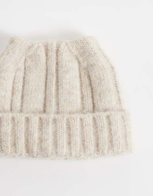 COLLUSION fluffy ear beanie in oatmeal, 3 of 3