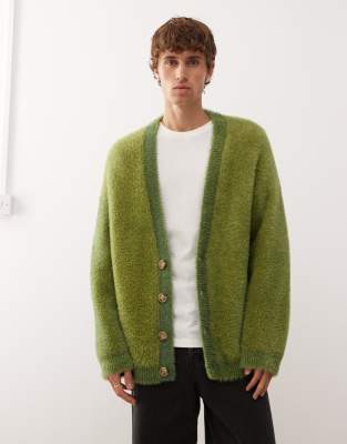 Collusion Fluffy Green Cardigan