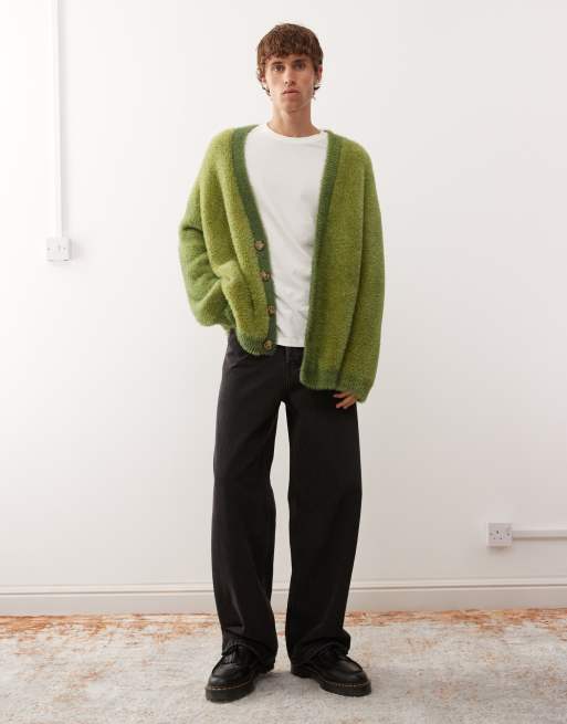 COLLUSION Fluffy green cardigan
