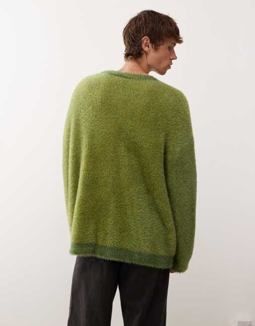 COLLUSION Fluffy green cardigan