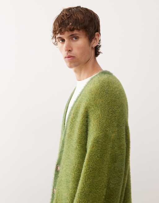 COLLUSION Fluffy green cardigan
