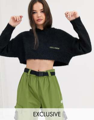 fluffy crop hoodie