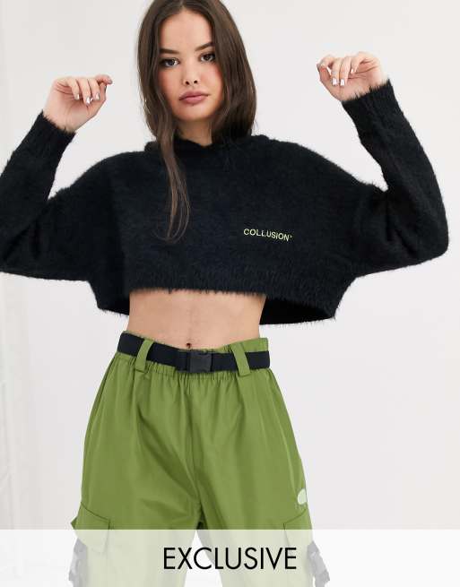 Fluffy store cropped hoodie