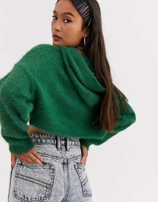 fluffy cropped hoodie