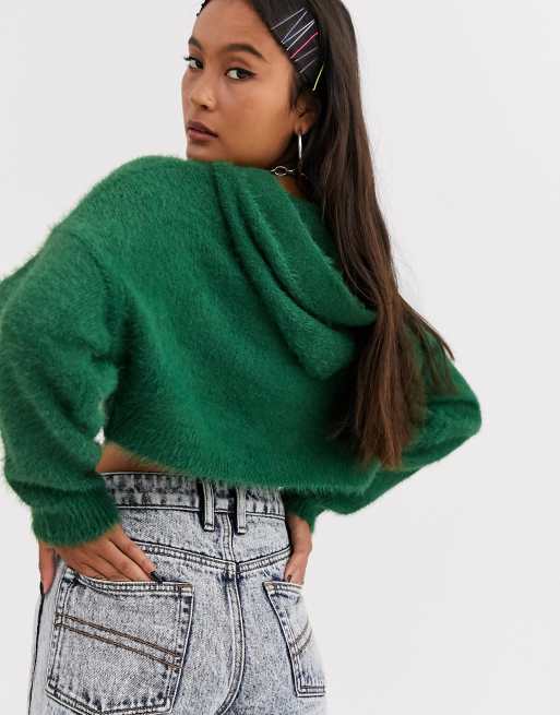 Fluffy cropped hoodie sale