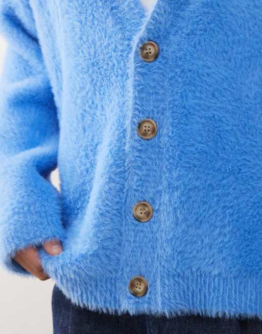 COLLUSION fluffy knitted cardigan in blue, 5 of 5