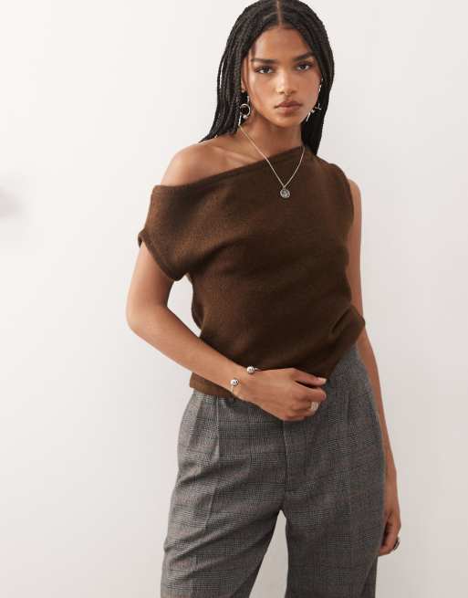 COLLUSION fluffy knitted off the shoulder top