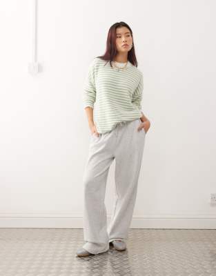 Collusion Fluffy Oversized Stripe Sweater In Green