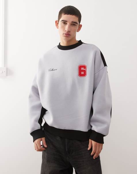 COLLUSION Football boxy sweatshirt in gray and black - view 1