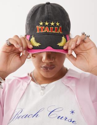 Collusion COLLUSION football Italia cap in charcoal-Black