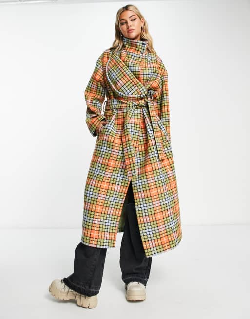 bright check coat