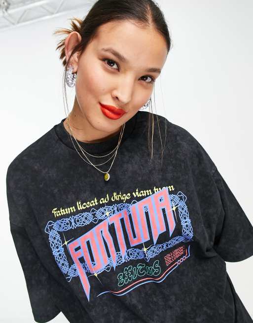 Plus Graphic Oversized Acid Wash T-Shirt