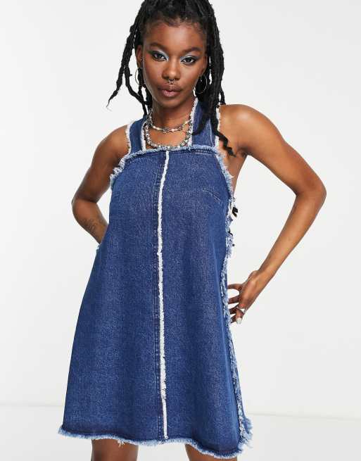 Dark blue denim dress sale