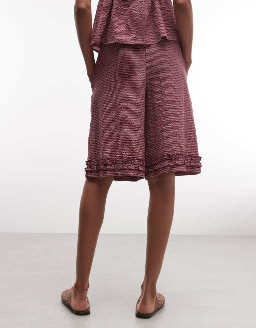 COLLUSION frill detail jort in pink gingham, 3 of 5