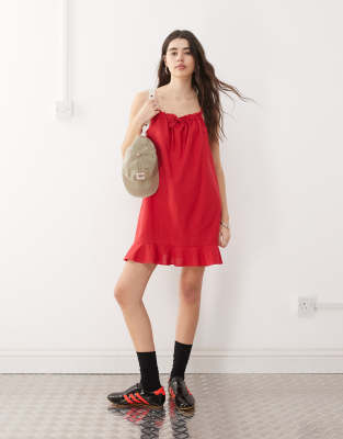 Collusion Frill Hem Woven Mini Dress