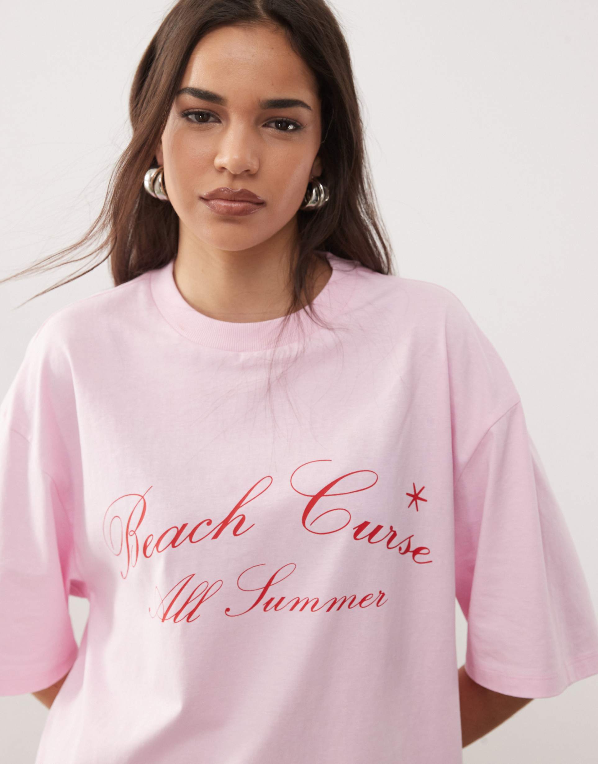 collusion front graphic acid wash tee in pink