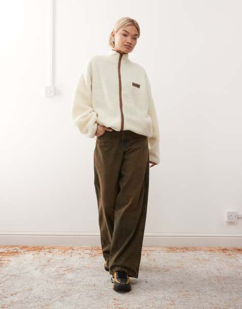 COLLUSION full zip fleece in cream - view 1