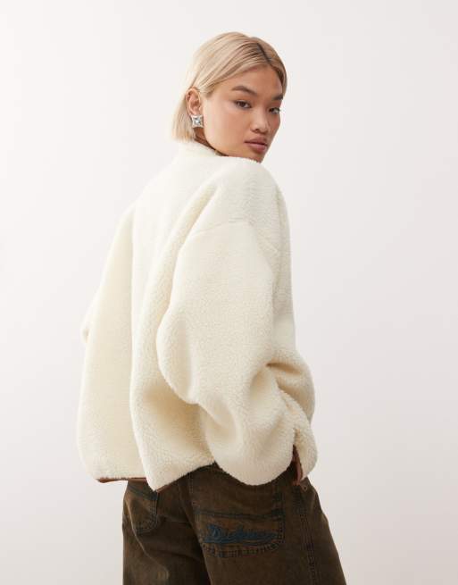 COLLUSION full zip fleece in cream