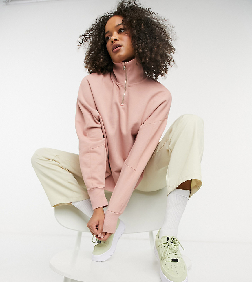 COLLUSION funnel neck sweatshirt set in pale pink-Multi