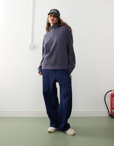 COLLUSION funnel neck zip sweat in waffle washed slate - view 1