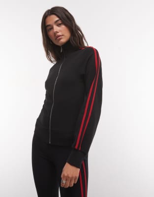Collusion Funnel Neck Zip Through Track Top In Black