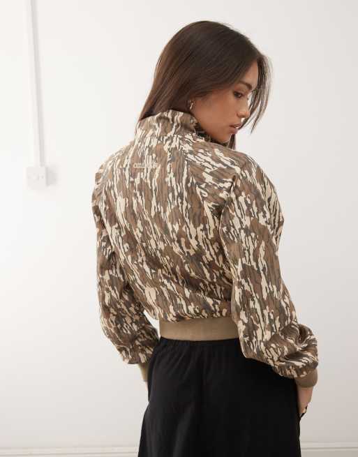 COLLUSION funnel neck zip thru track jacket in camo print, 4 of 4