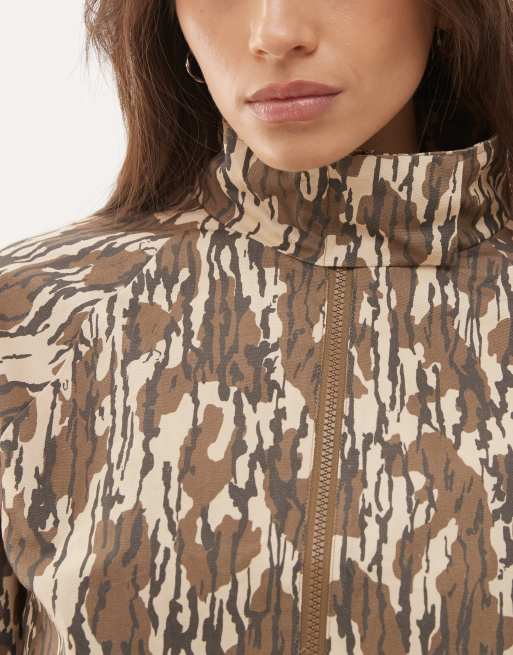 COLLUSION funnel neck zip up track jacket in camo print, 3 of 4