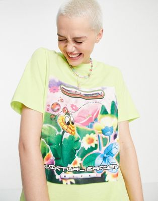 COLLUSION garden graphic oversized t-shirt in lime