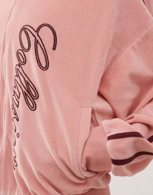 COLLUSION - Geborduurd vest van velours met rits in oudroze, deel van co-ord set, 3 van 4