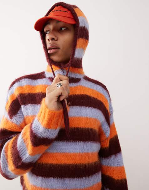 COLLUSION - Geborstelde oversized hoodie in blauwe strepen - view 1