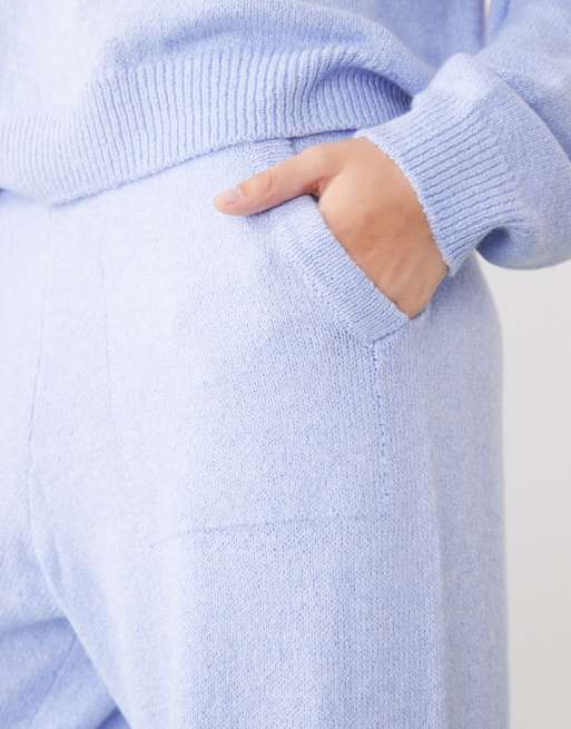 COLLUSION - Gebreide oversized joggingbroek in zachtblauw, deel van co-ord set, 5 van 5