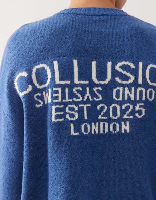 COLLUSION - Gebreide sweater met rechte pasvorm in blauw
