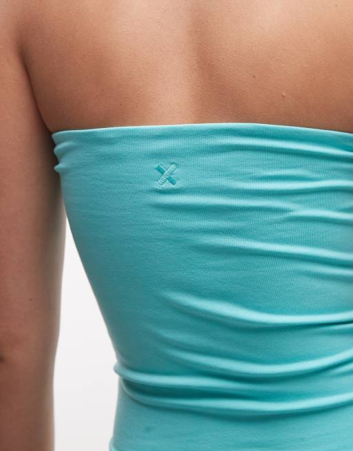 COLLUSION - Gelaagde bandeau-top in aqua, 3 van 4
