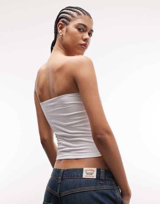 COLLUSION - Gelaagde bandeau-top in wit, 3 van 4