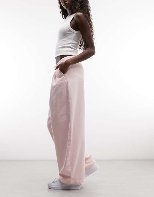COLLUSION geplooide XL balloon jeans met taillebanddetail in roze, 2 van 5