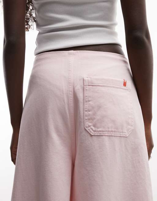 COLLUSION geplooide XL balloon jeans met taillebanddetail in roze, 4 van 5