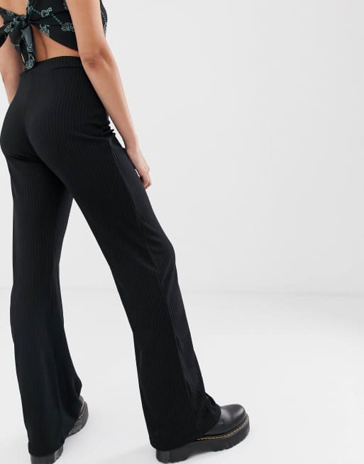 Collusion Gerippte Schlaghose In Schwarz Asos